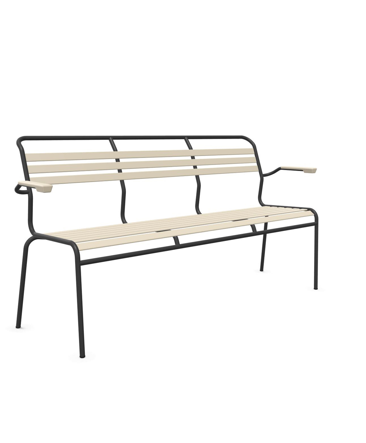 Schaffner Säntis Banc à lattes 3 places avec accoudoirs Sable Pastel 15 Anthracite 77 