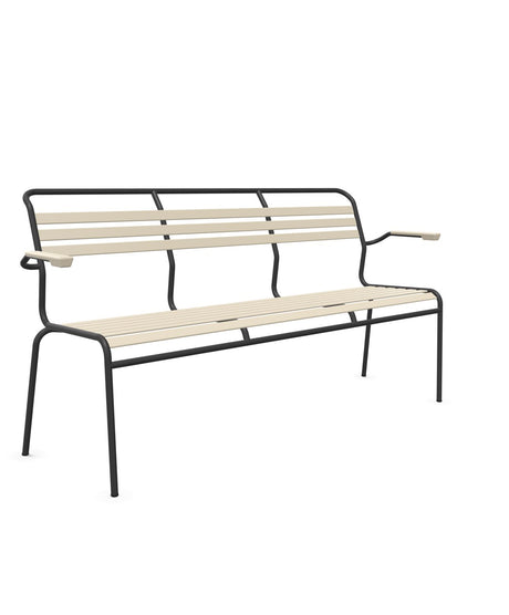 Schaffner Säntis Banc à lattes 3 places avec accoudoirs Sable Pastel 15 Anthracite 77 