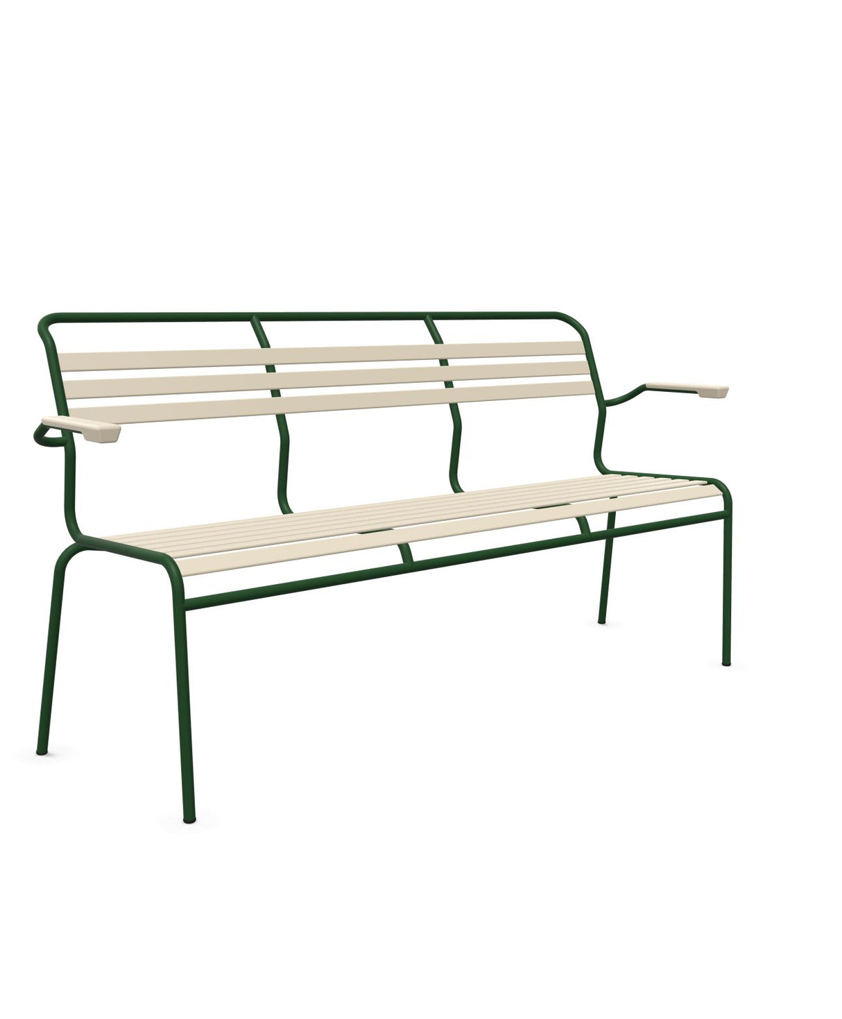 Schaffner Säntis Banc à lattes 3 places avec accoudoirs Sable Pastel 15 Vert Sapin 66 