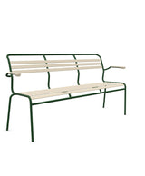 Schaffner Säntis Banc à lattes 3 places avec accoudoirs Sable Pastel 15 Vert Sapin 66 