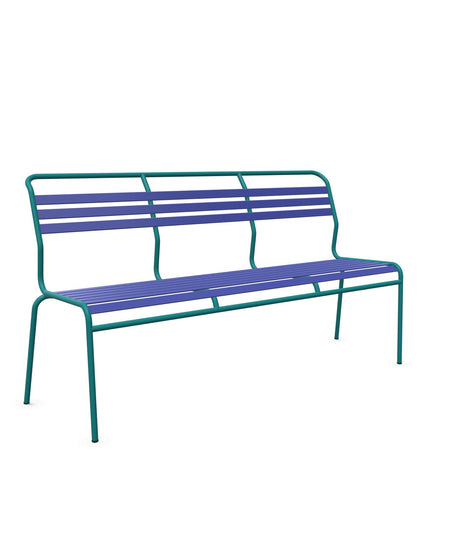 Schaffner Säntis Banc à lattes 3 places sans accoudoirs Bleu 53 Bleu Kali 56 