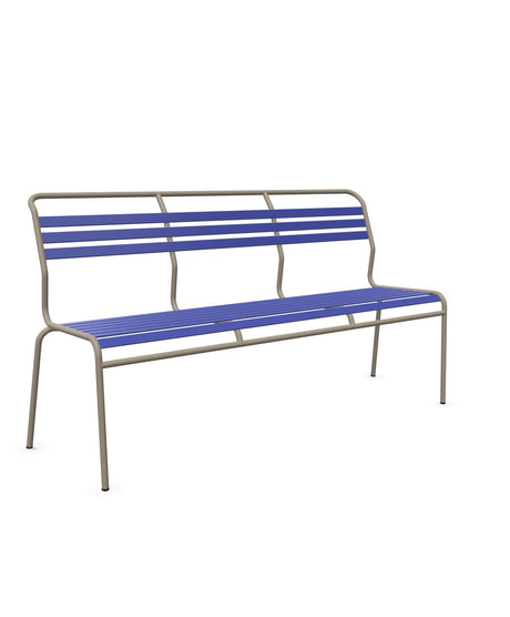 Schaffner Säntis Banc à lattes 3 places sans accoudoirs Bleu 53 Champagne 85 