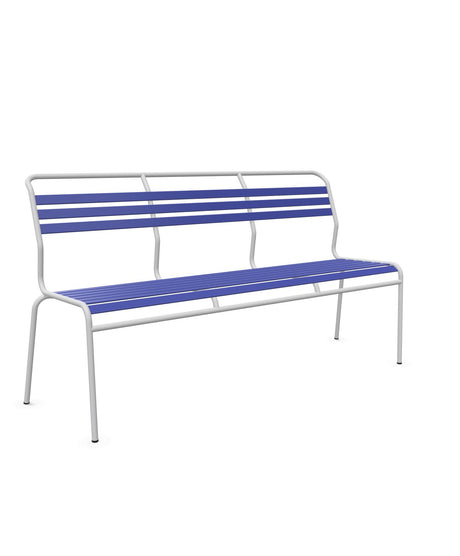 Schaffner Säntis Banc à lattes 3 places sans accoudoirs Bleu 53 Gris Argent 78 