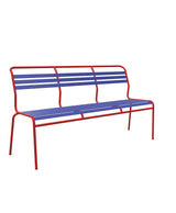 Schaffner Säntis Banc à lattes 3 places sans accoudoirs Bleu 53 Rouge 30 