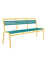 Schaffner Säntis Banc à lattes 3 places sans accoudoirs Bleu Kali 56 Jaune 11 