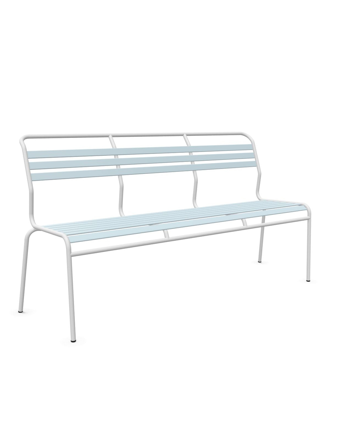 Schaffner Säntis Banc à lattes 3 places sans accoudoirs Bleu Pastel 51 Blanc 90 