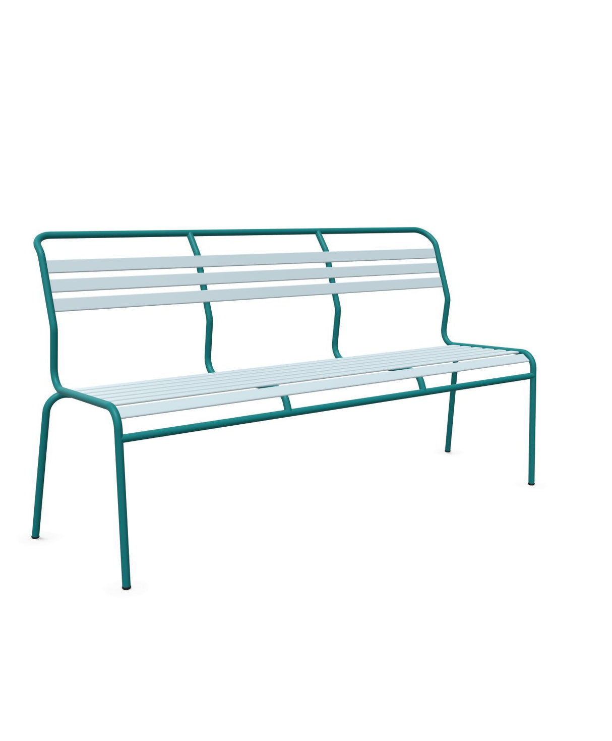 Schaffner Säntis Banc à lattes 3 places sans accoudoirs Bleu Pastel 51 Bleu Kali 56 