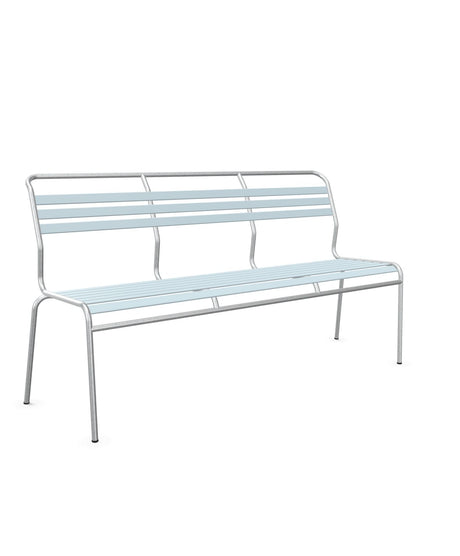 Schaffner Säntis Banc à lattes 3 places sans accoudoirs Bleu Pastel 51 Galvanisé à chaud 02 
