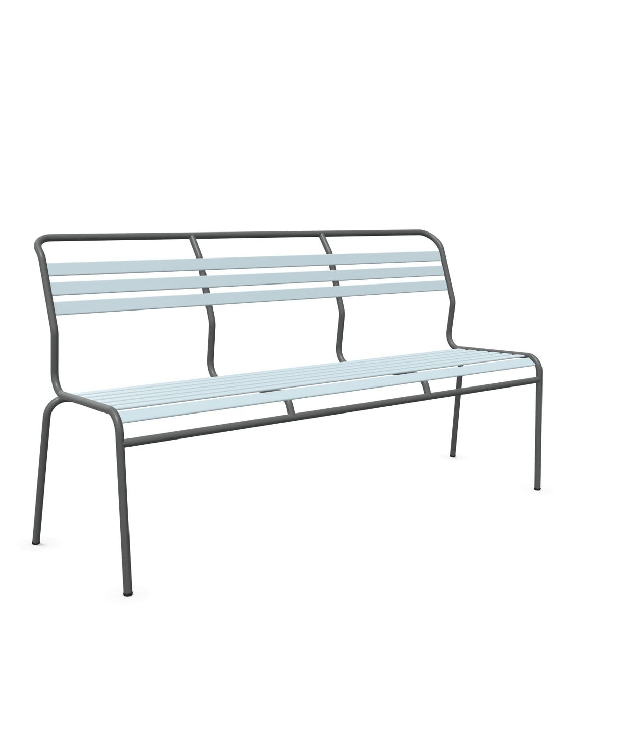 Schaffner Säntis Banc à lattes 3 places sans accoudoirs Bleu Pastel 51 Graphite 73 