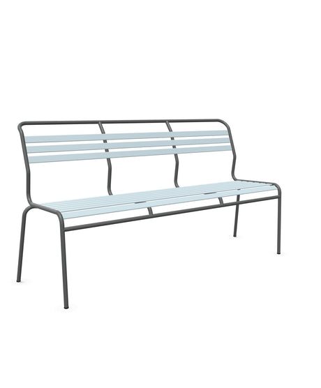 Schaffner Säntis Banc à lattes 3 places sans accoudoirs Bleu Pastel 51 Graphite 73 