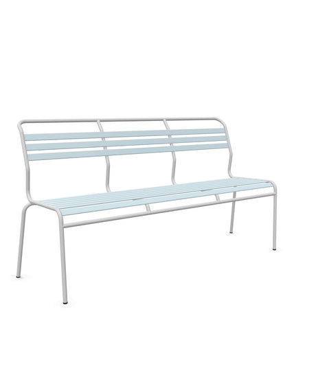 Schaffner Säntis Banc à lattes 3 places sans accoudoirs Bleu Pastel 51 Gris Argent 78 