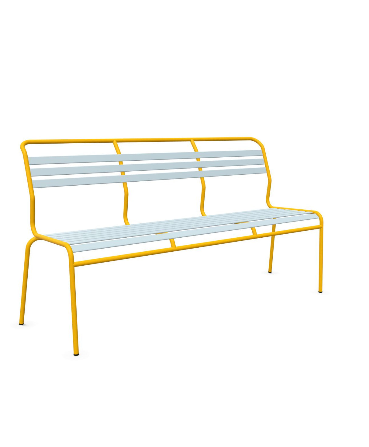 Schaffner Säntis Banc à lattes 3 places sans accoudoirs Bleu Pastel 51 Jaune 11 
