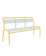 Schaffner Säntis Banc à lattes 3 places sans accoudoirs Bleu Pastel 51 Jaune 11 