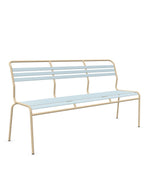 Schaffner Säntis Banc à lattes 3 places sans accoudoirs Bleu Pastel 51 Marron Pastel 83 