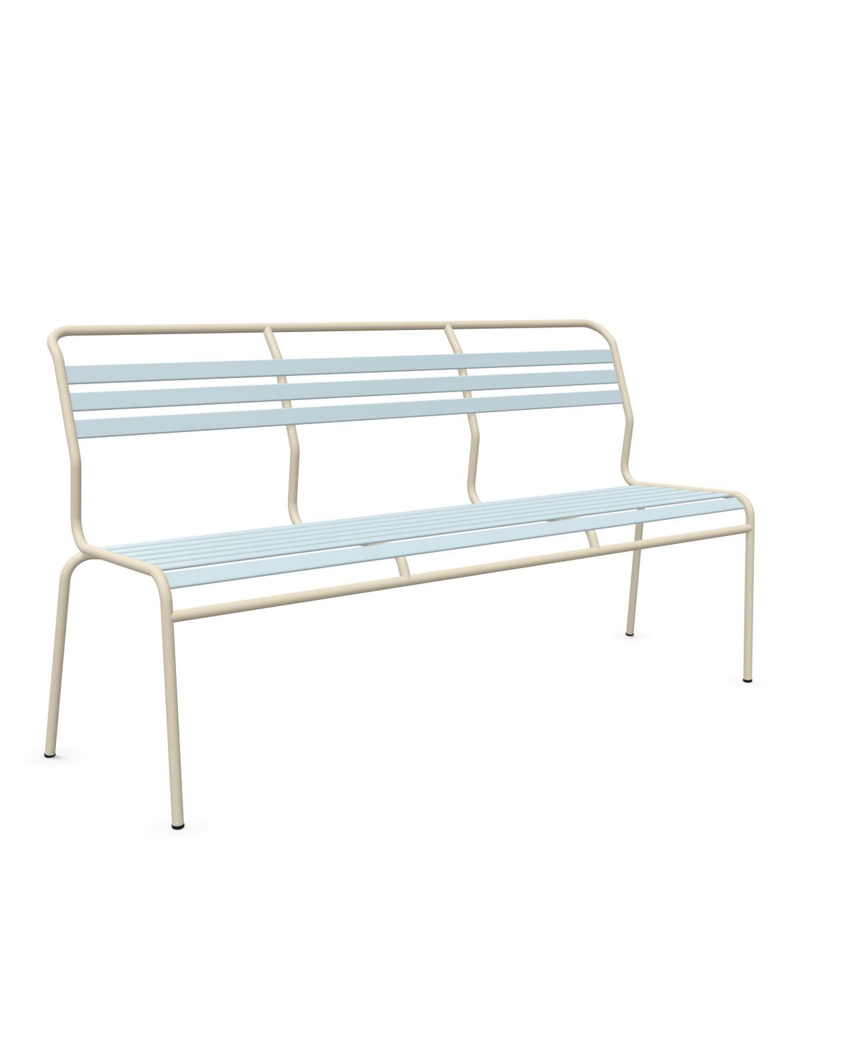 Schaffner Säntis Banc à lattes 3 places sans accoudoirs Bleu Pastel 51 Sable Pastel 15 