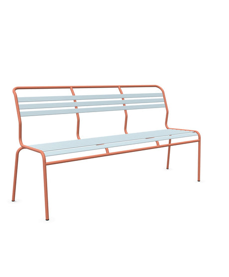 Schaffner Säntis Banc à lattes 3 places sans accoudoirs Bleu Pastel 51 Terracotta 84 