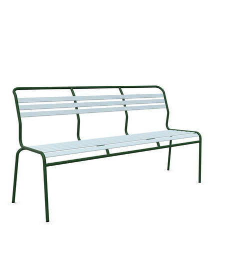 Schaffner Säntis Banc à lattes 3 places sans accoudoirs Bleu Pastel 51 Vert Sapin 66 