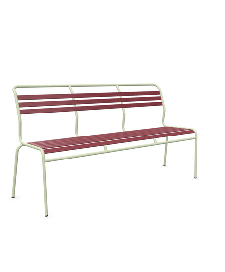 Schaffner Säntis Banc à lattes 3 places sans accoudoirs Bordeaux 38 Vert Pastel 64 
