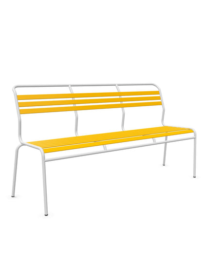 Schaffner Säntis Banc à lattes 3 places sans accoudoirs Jaune 11 Blanc 90 