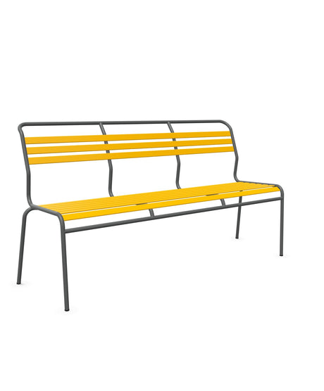 Schaffner Säntis Banc à lattes 3 places sans accoudoirs Jaune 11 Graphite 73 
