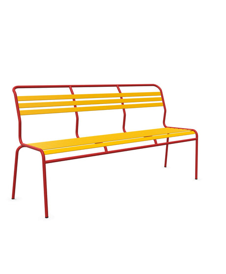 Schaffner Säntis Banc à lattes 3 places sans accoudoirs Jaune 11 Rouge 30 