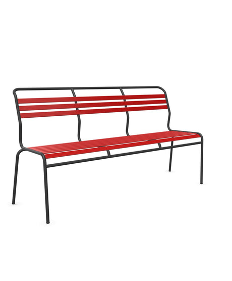 Schaffner Säntis Banc à lattes 3 places sans accoudoirs Rouge 30 Anthracite 77 