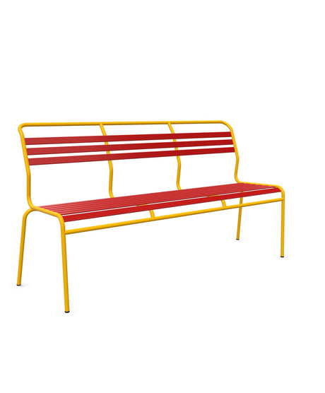 Schaffner Säntis Banc à lattes 3 places sans accoudoirs Rouge 30 Jaune 11 