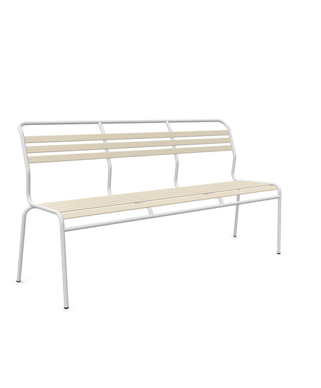 Schaffner Säntis Banc à lattes 3 places sans accoudoirs Sable Pastel 15 Blanc 90 