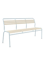 Schaffner Säntis Banc à lattes 3 places sans accoudoirs Sable Pastel 15 Bleu Pastel 51 