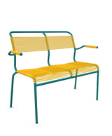 Schaffner Säntis Banc Spaghetti 2 places avec accoudoirs Jaune 11 Bleu Kali 56 