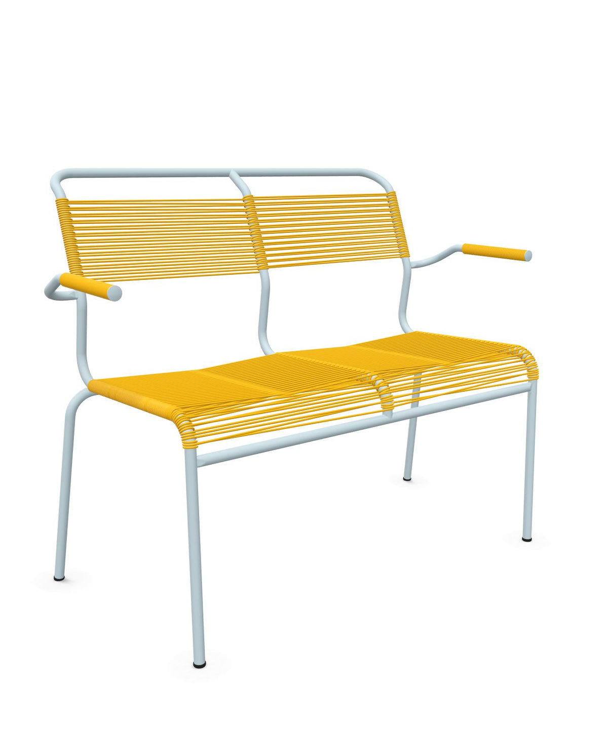 Schaffner Säntis Banc Spaghetti 2 places avec accoudoirs Jaune 11 Bleu Pastel 51 