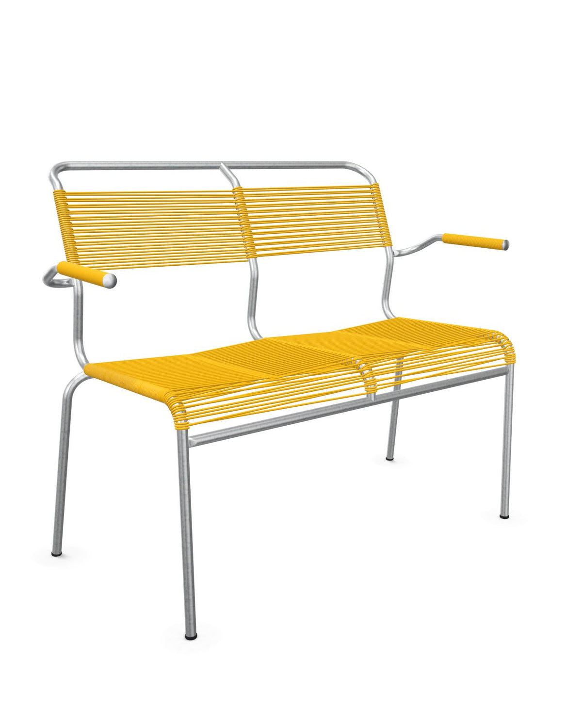 Schaffner Säntis Banc Spaghetti 2 places avec accoudoirs Jaune 11 Galvanisé à chaud 02 