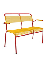 Schaffner Säntis Banc Spaghetti 2 places avec accoudoirs Jaune 11 Rouge 30 