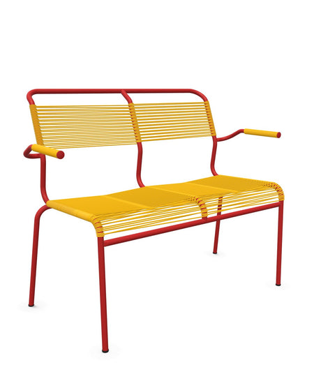 Schaffner Säntis Banc Spaghetti 2 places avec accoudoirs Jaune 11 Rouge 30 