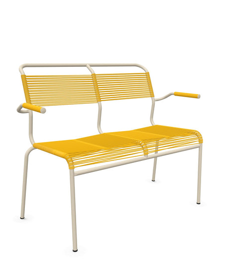 Schaffner Säntis Banc Spaghetti 2 places avec accoudoirs Jaune 11 Sable Pastel 15 
