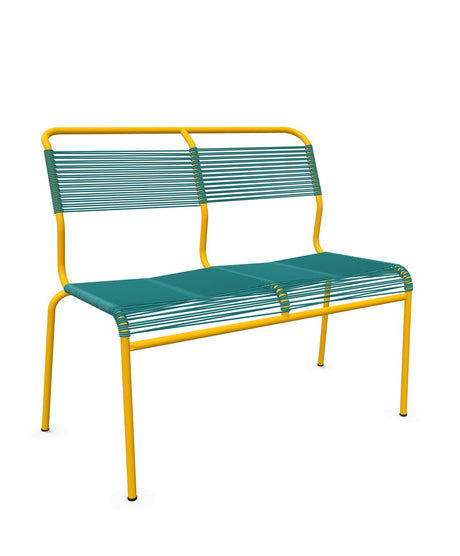 Schaffner Säntis Banc Spaghetti 2 places sans accoudoirs Bleu Kali 56 Jaune 11 
