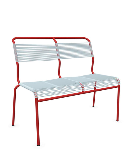 Schaffner Säntis Banc Spaghetti 2 places sans accoudoirs Bleu Pastel 51 Rouge 30 