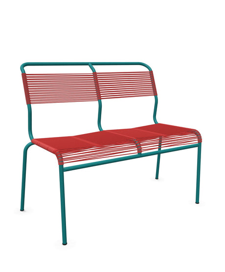 Schaffner Säntis Banc Spaghetti 2 places sans accoudoirs Rouge 30 Bleu Kali 56 