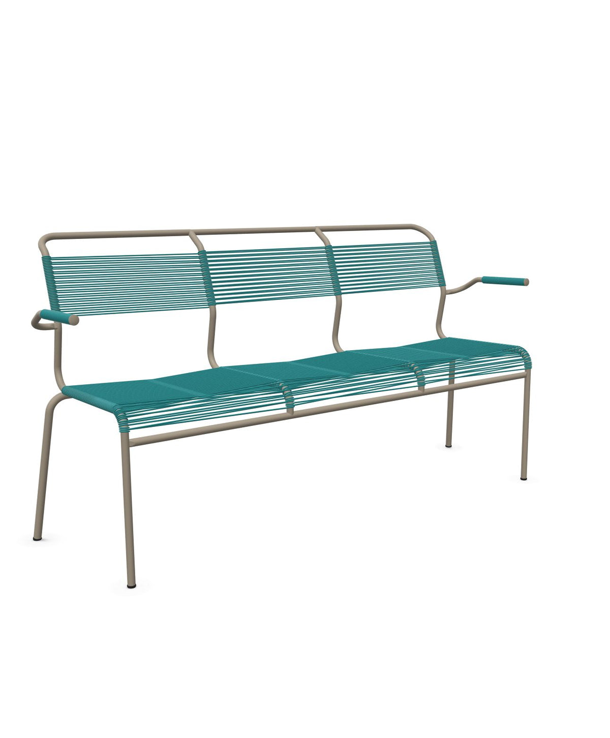 Schaffner Säntis Banc Spaghetti 3 places avec accoudoirs Bleu Kali 56 Champagne 85 