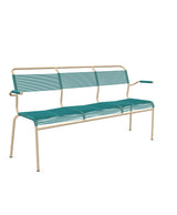 Schaffner Säntis Banc Spaghetti 3 places avec accoudoirs Bleu Kali 56 Marron Pastel 83 