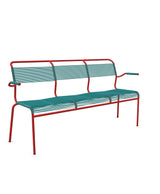 Schaffner Säntis Banc Spaghetti 3 places avec accoudoirs Bleu Kali 56 Rouge 30 