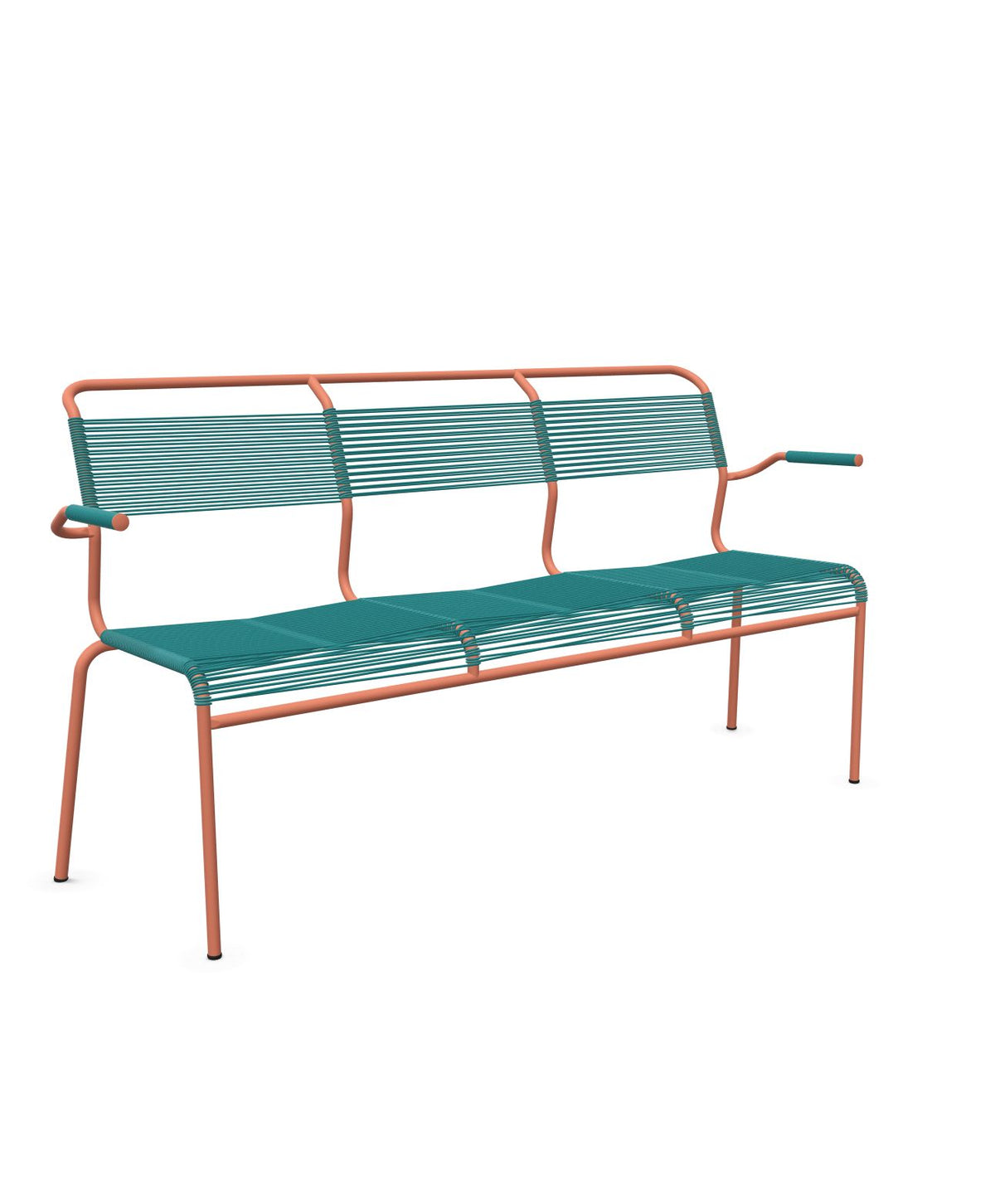 Schaffner Säntis Banc Spaghetti 3 places avec accoudoirs Bleu Kali 56 Terracotta 84 
