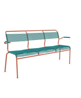 Schaffner Säntis Banc Spaghetti 3 places avec accoudoirs Bleu Kali 56 Terracotta 84 