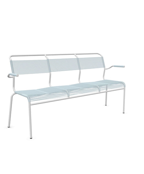 Schaffner Säntis Banc Spaghetti 3 places avec accoudoirs Bleu Pastel 51 Blanc 90 