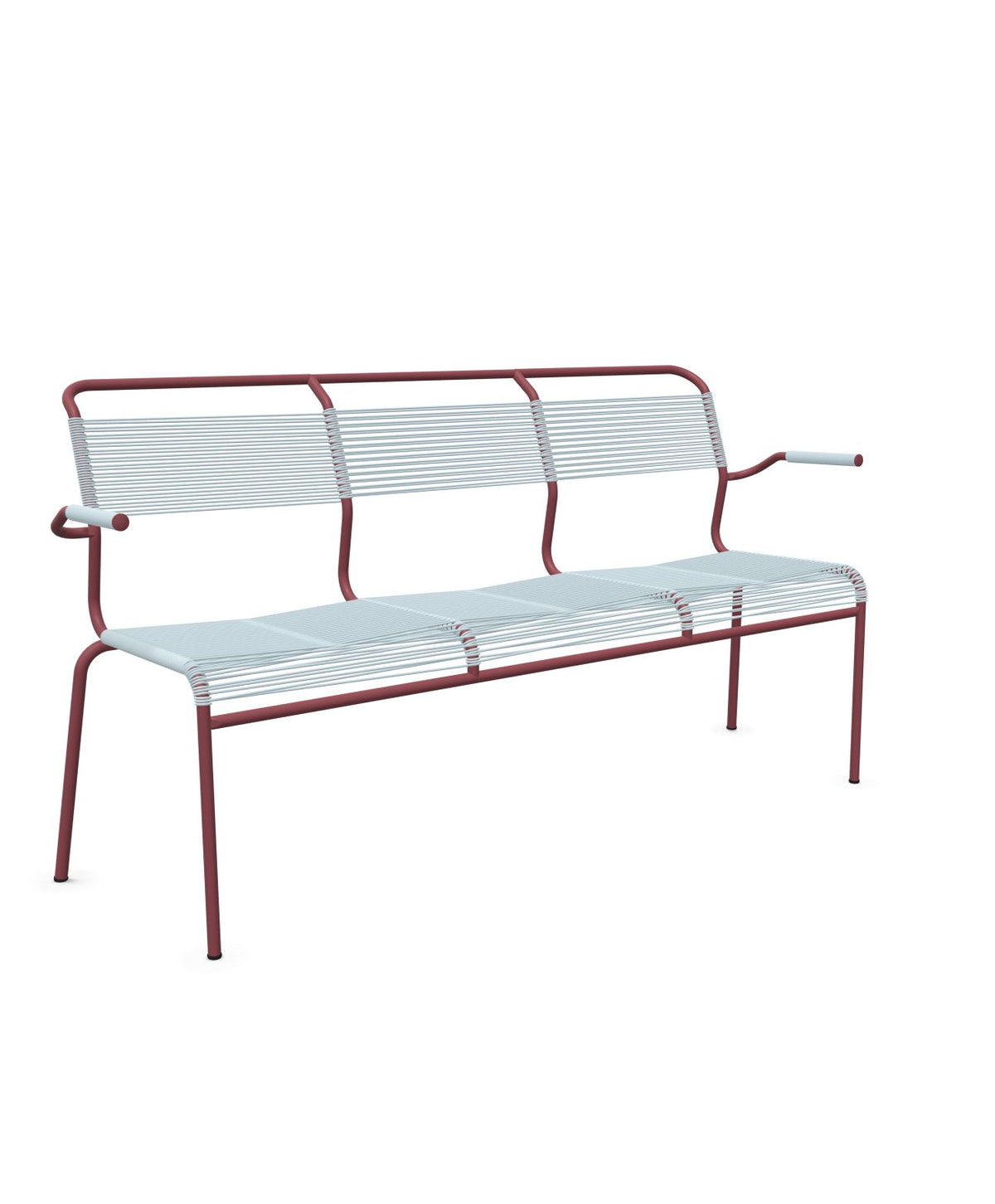 Schaffner Säntis Banc Spaghetti 3 places avec accoudoirs Bleu Pastel 51 Bordeaux 38 