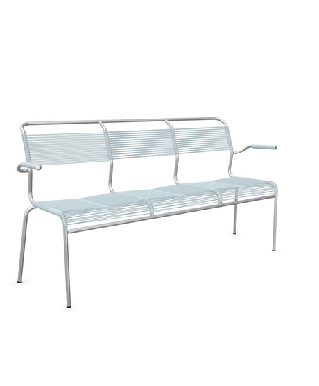 Schaffner Säntis Banc Spaghetti 3 places avec accoudoirs Bleu Pastel 51 Galvanisé à chaud 02 