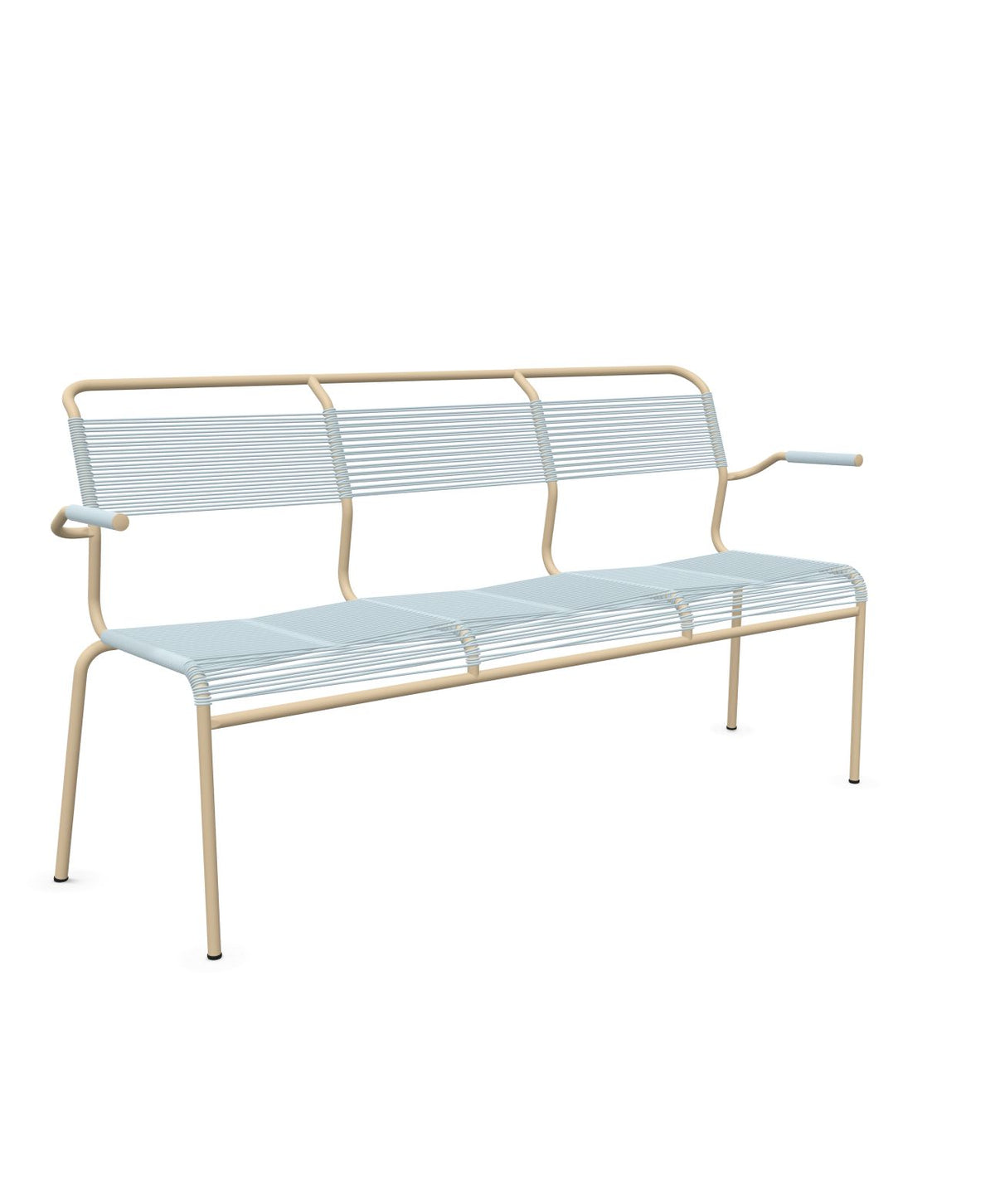 Schaffner Säntis Banc Spaghetti 3 places avec accoudoirs Bleu Pastel 51 Marron Pastel 83 