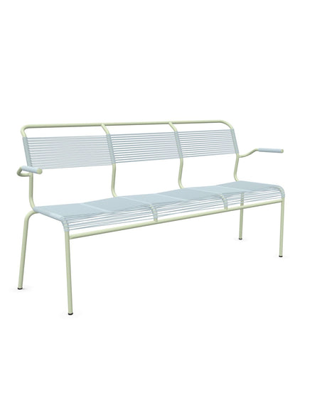 Schaffner Säntis Banc Spaghetti 3 places avec accoudoirs Bleu Pastel 51 Vert Pastel 64 