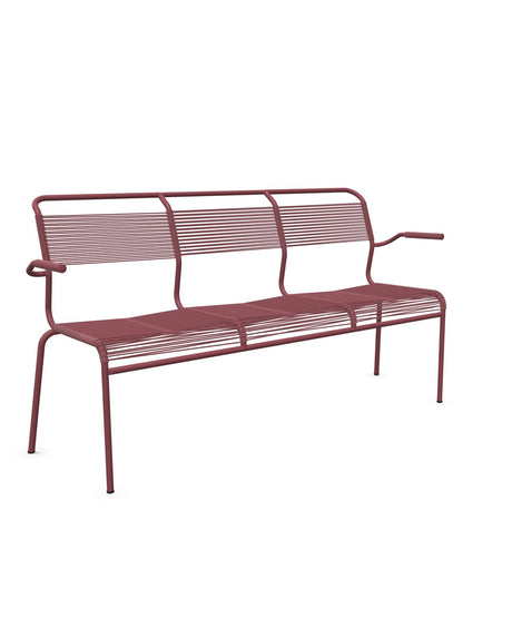 Schaffner Säntis Banc Spaghetti 3 places avec accoudoirs Bordeaux 38 Bordeaux 38 