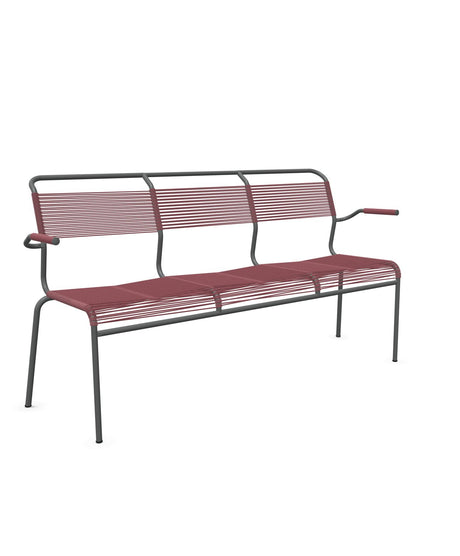 Schaffner Säntis Banc Spaghetti 3 places avec accoudoirs Bordeaux 38 Graphite 73 